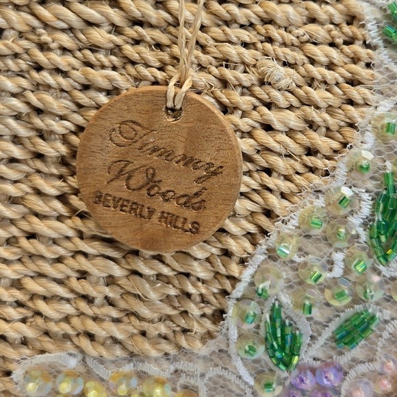 Vintage Timmy Woods Beverly Hills Lucite Top Handel Basket Bag Floral Beaded - Picture 4 of 8